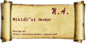 Miklósi Andor névjegykártya